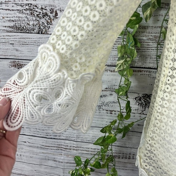 Alfani Tunic Top Beach Swim Cover Up size Medium Ivory Cream Lace Boho Peasant - Picture 10 of 14